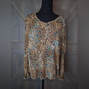 Y2k Self Esteem Cheetah Print Blouse sz XL
